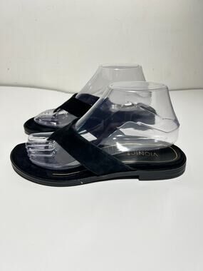 Vionic EUC Black Soft Suede Agave Thong Slip On Slide Sandal Size 7